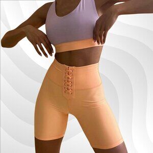 2/$50 WeWoreWhat Peach Cobbler Lace-Up Biker Shorts Size XS | Trendy Activewear